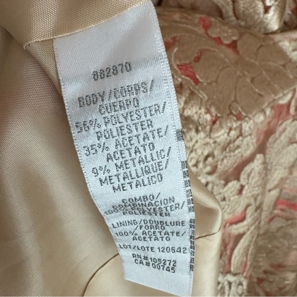 Theia Couture Strapless Gold Embroidery Overlay Scalloped Train Gown SZ 8 - Picture 10 of 10